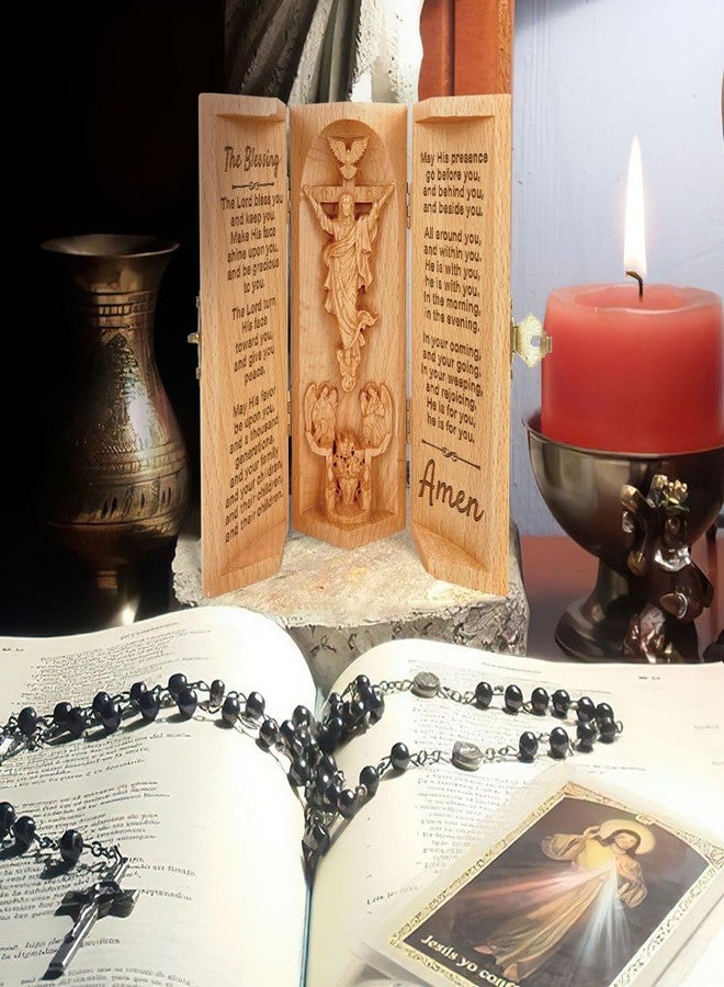 Jesuspirit - Our Father in Heaven Christian Decor, Catholic Wooden Statue, Sculpture Nativity Family, Statue of Jesus, Home Decor - Openable Wooden Cylinder Sculpture of Jesus (The Blessing) - Image 3